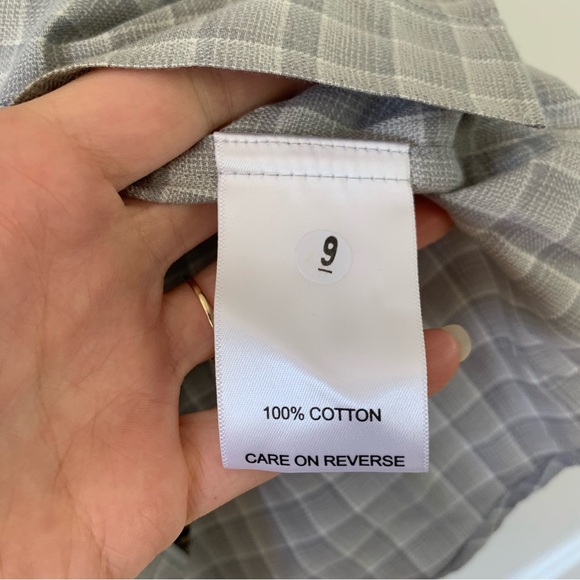 Billy Reid Button Down Shirt Light Gray Plaid Cotton Standard Fit Men’s Size XL - Picture 7 of 8